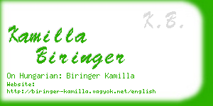 kamilla biringer business card